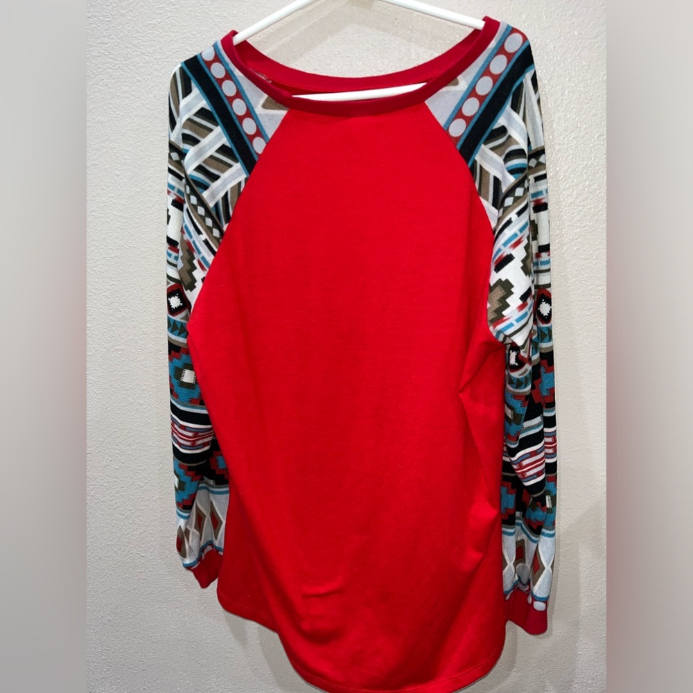 Red Women Blouse Long Sleeve Sunshine And Rodeos
